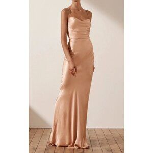 NWT Shona Joy La Lune Ruched Backless Slip Dress in Desert Rose Size 12